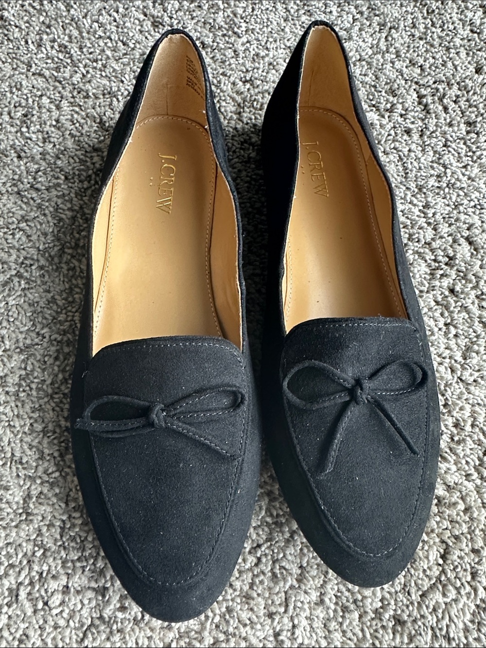 J. Crew Black Suede Bow Loafers for Women- size 9